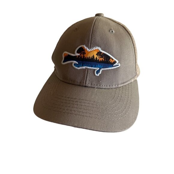 Khaki Meshback Outdoor Fishing Embroidered Design Hat Cap Adjustable - Picture 1 of 7